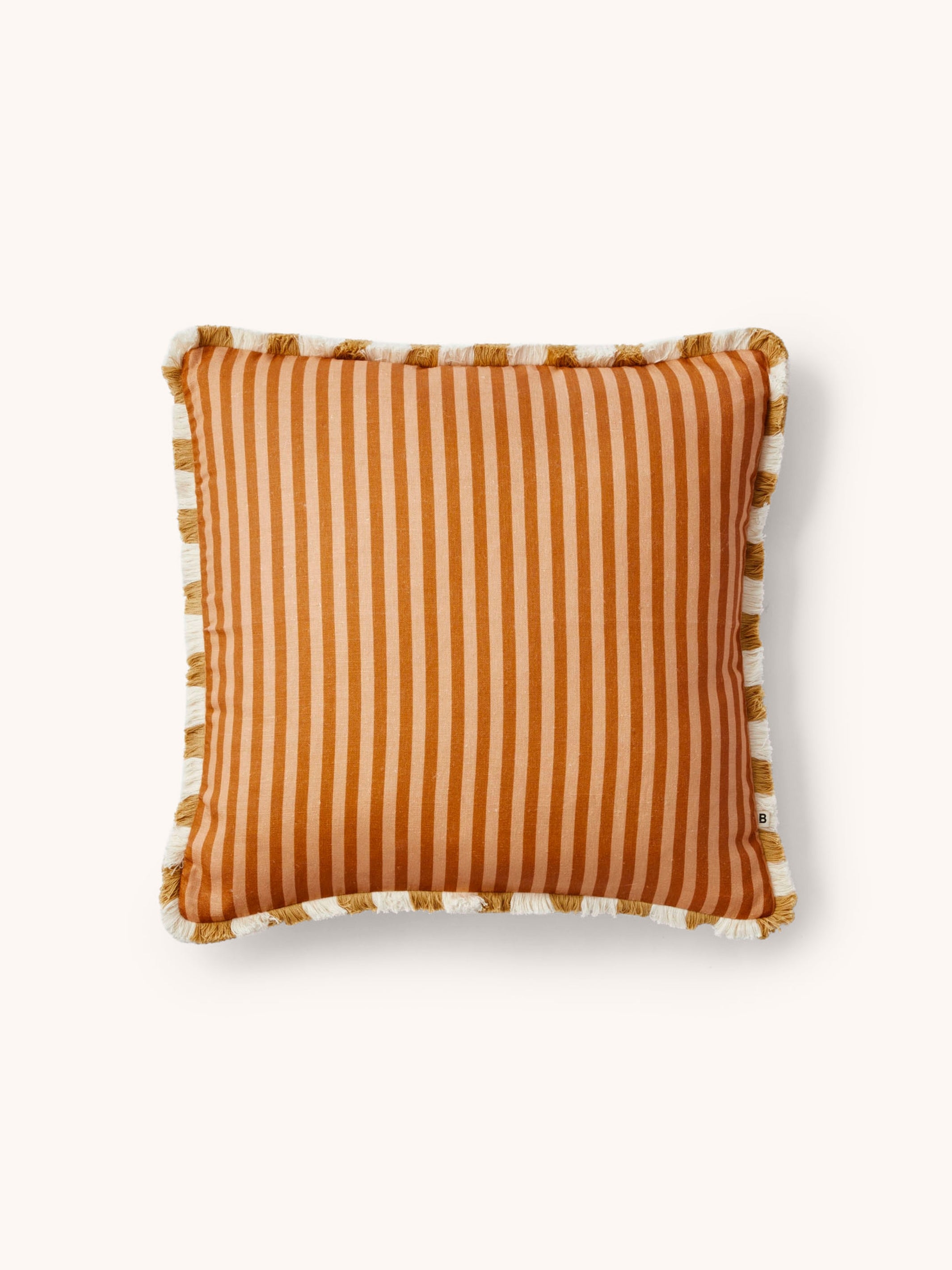 Pinstripe Nutmeg Linen Cushion