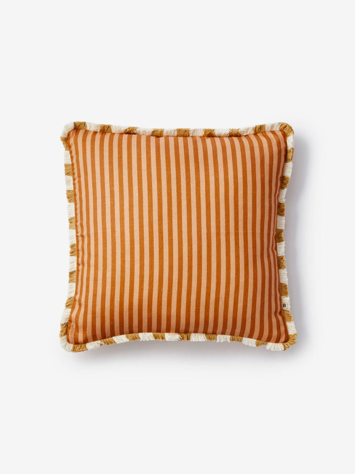 Pinstripe Nutmeg Linen Cushion