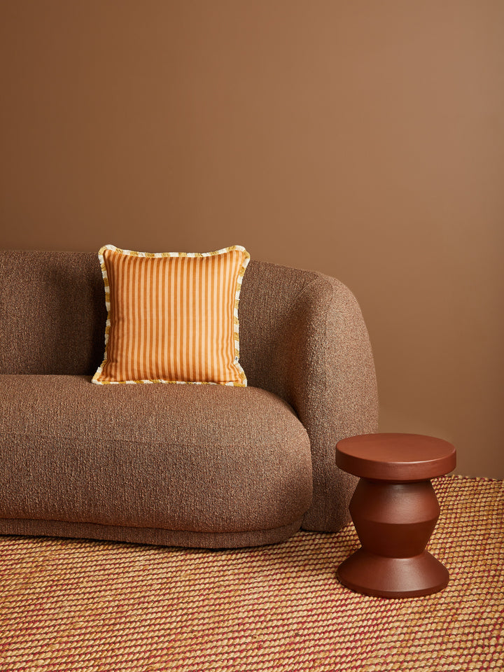 Pinstripe Nutmeg Linen Cushion