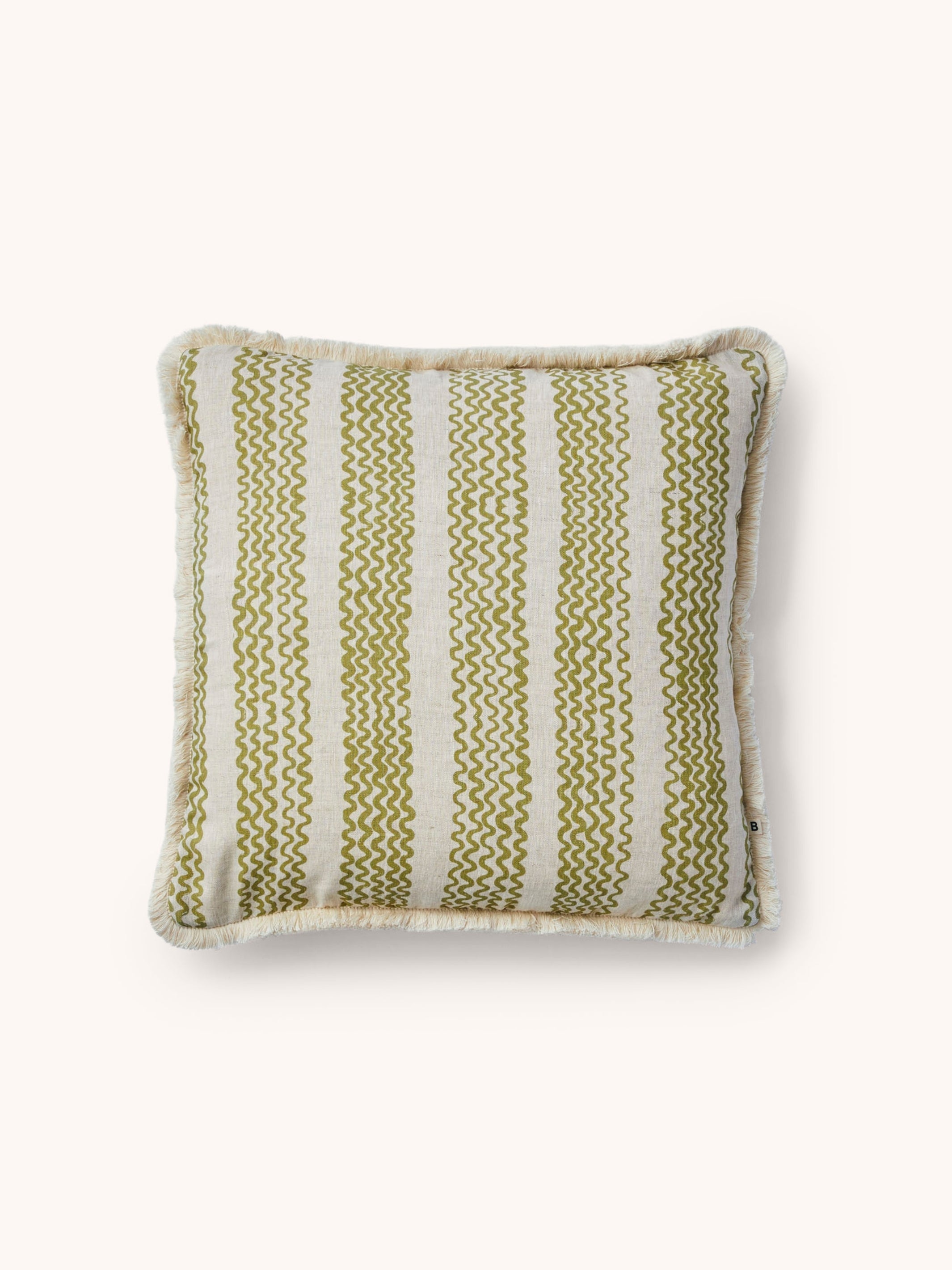Mini Wave Olive Linen Cushion