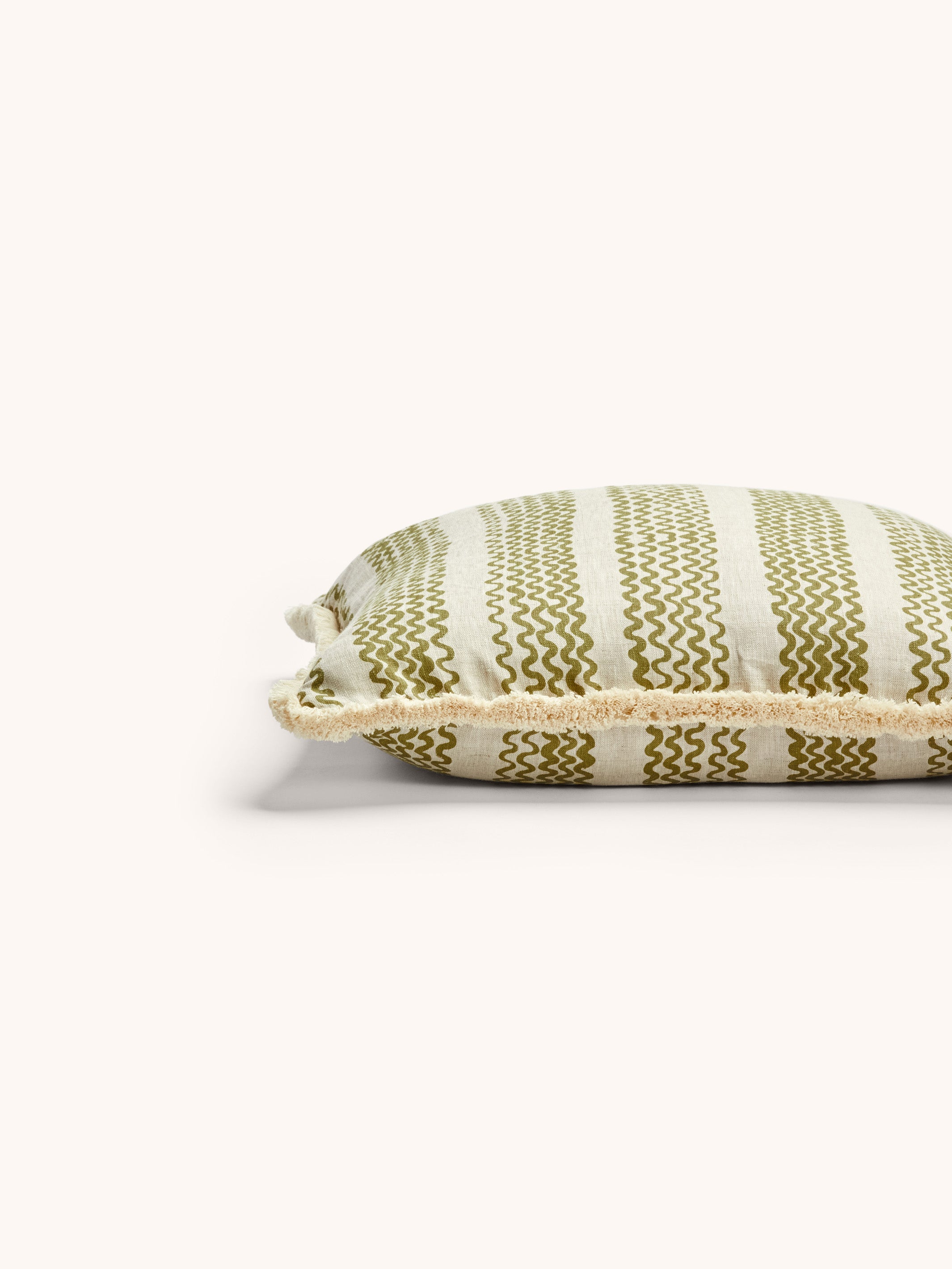 Mini Wave Olive Linen Cushion