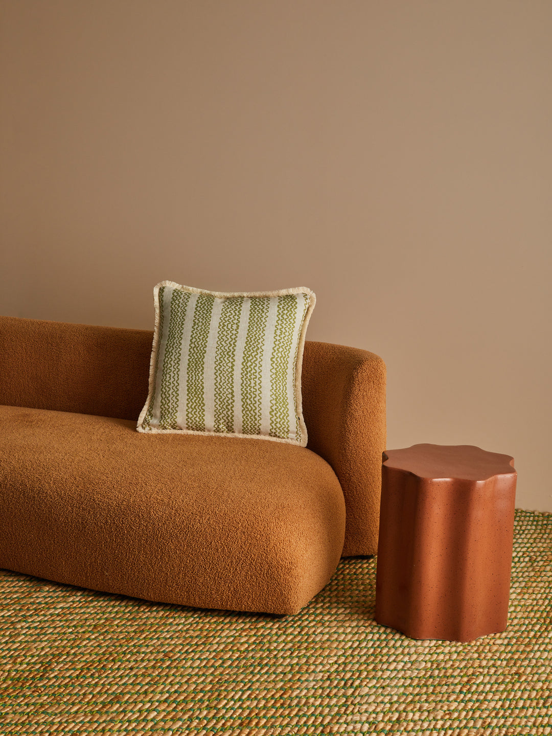 Mini Wave Olive Linen Cushion