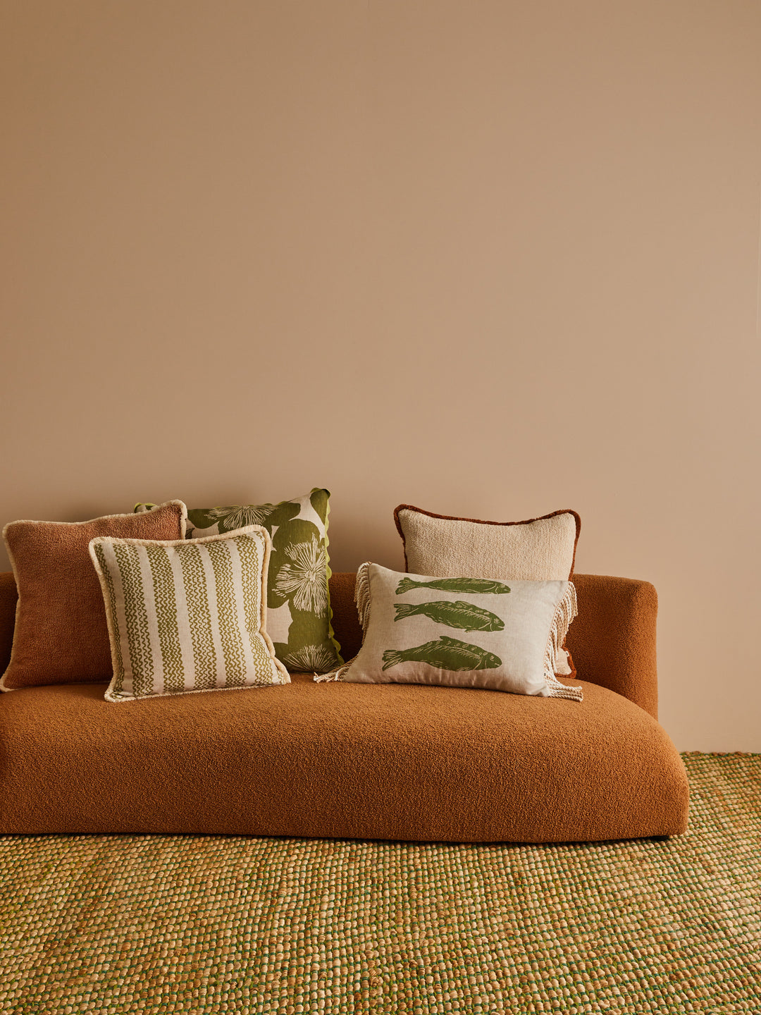 Mini Wave Olive Linen Cushion