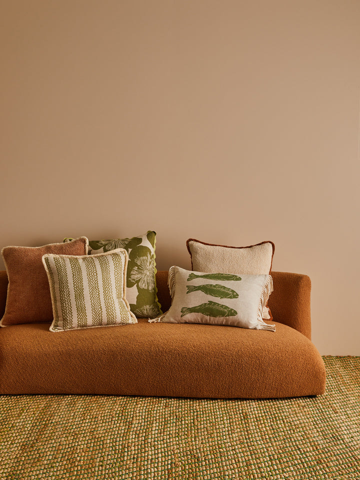 Mini Wave Olive Linen Cushion
