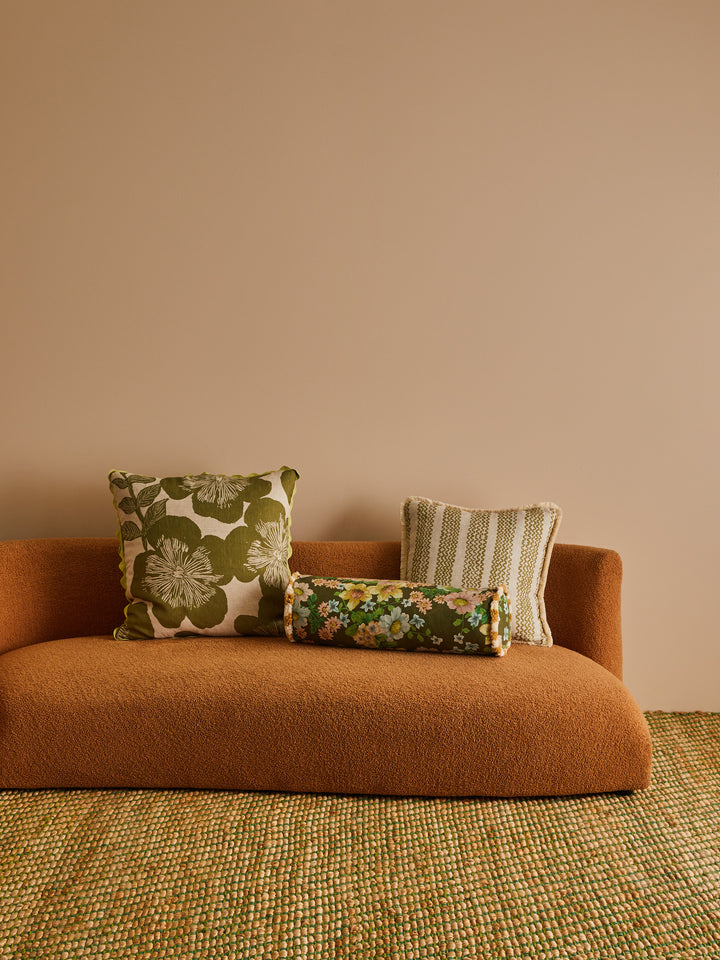 Mini Wave Olive Linen Cushion