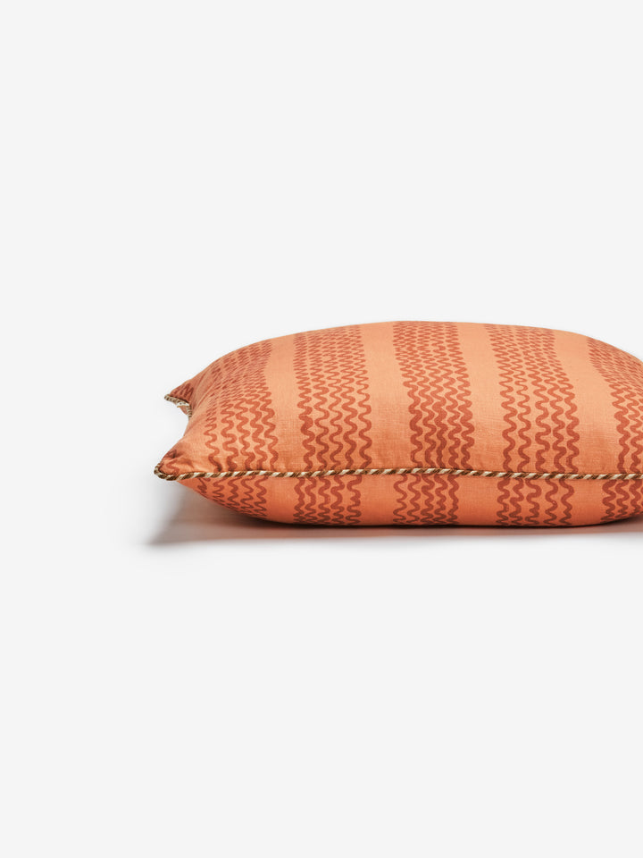 Mini Wave Terracotta Linen Cushion
