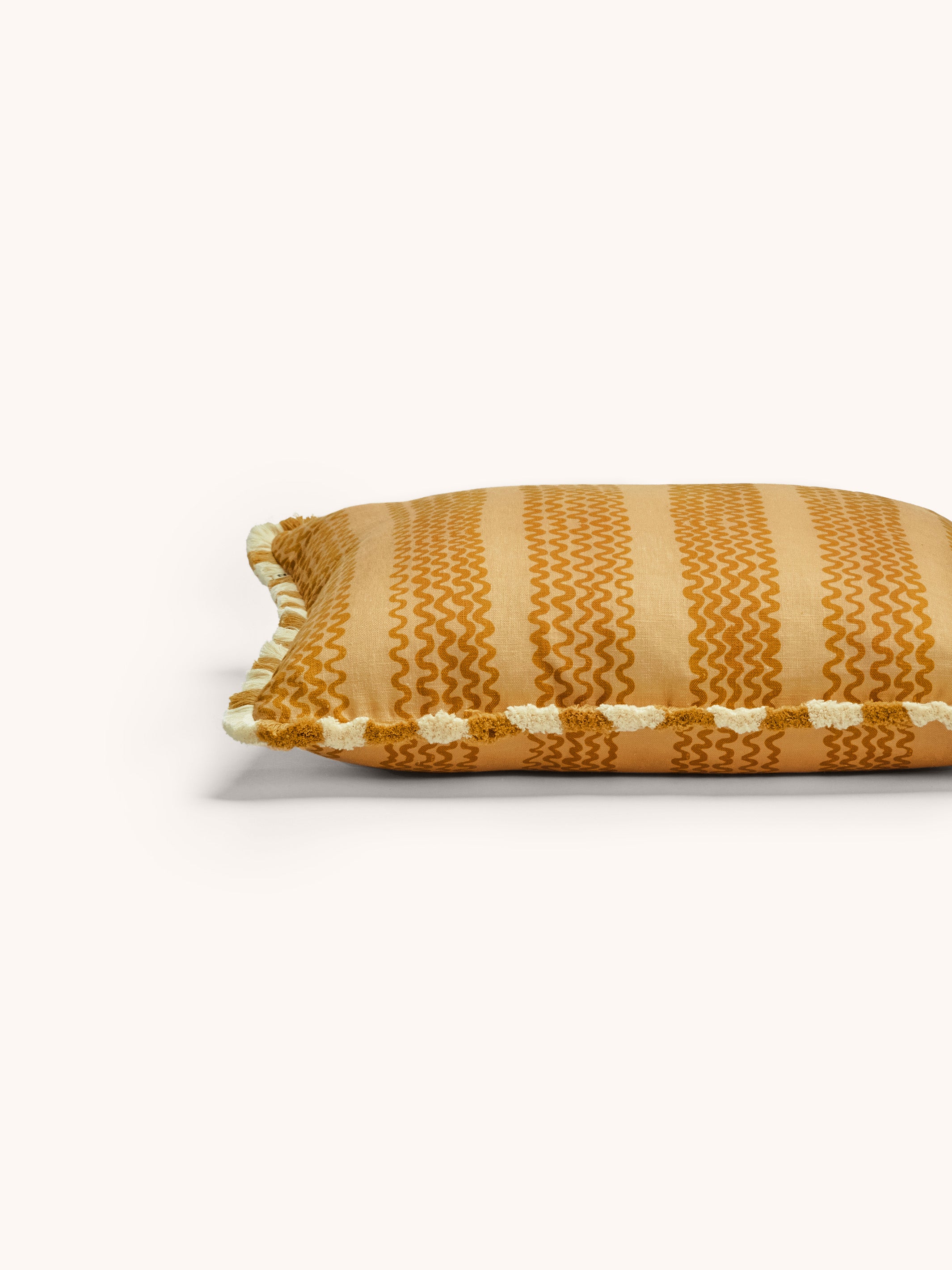 Mini Wave Caramel Linen Cushion - Almost Perfect