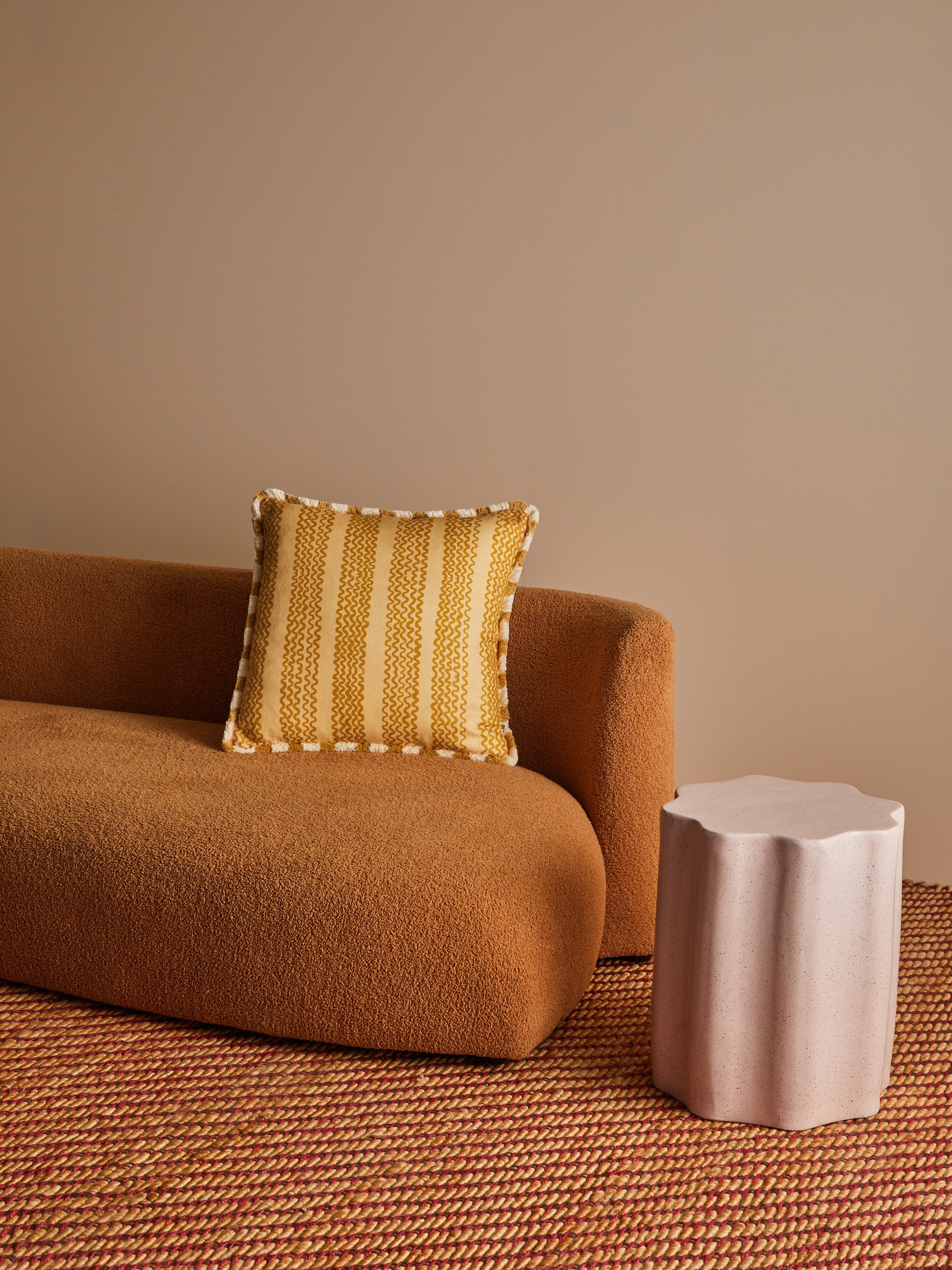 Mini Wave Caramel Linen Cushion - Almost Perfect
