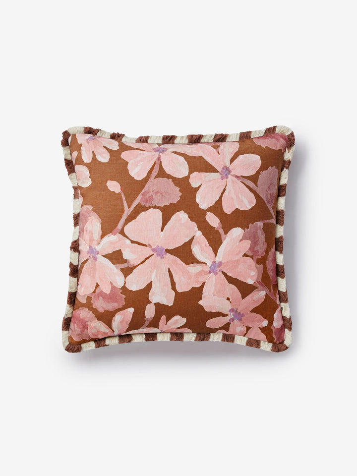 Violet Tan Linen Cushion
