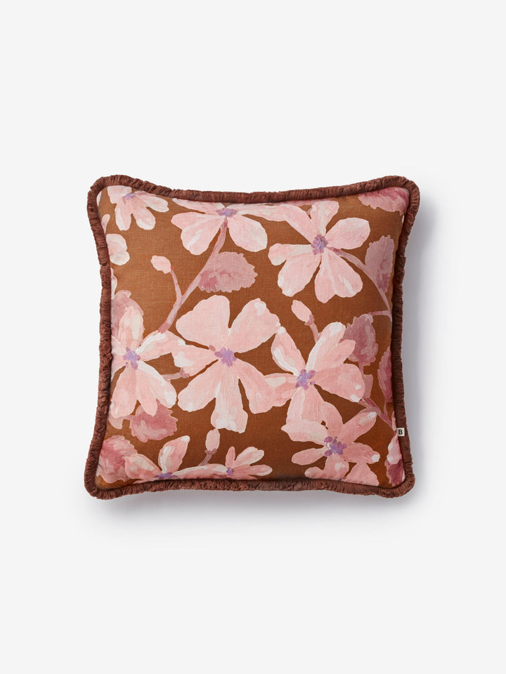 Violet Tan Linen Cushion