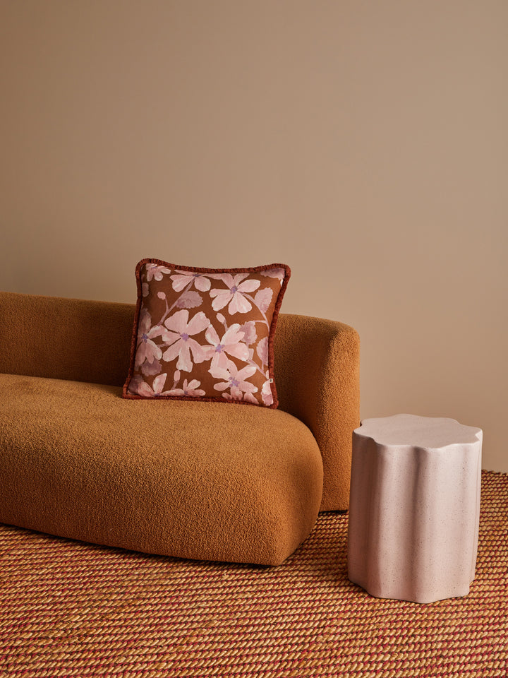 Violet Tan Linen Cushion