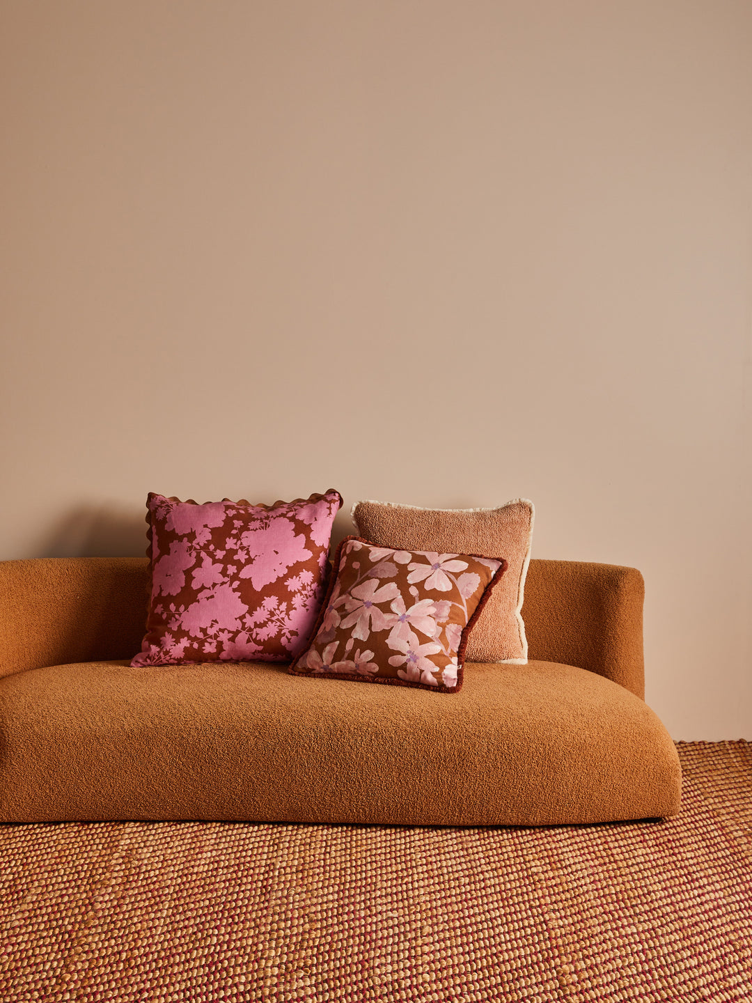 Violet Tan Linen Cushion