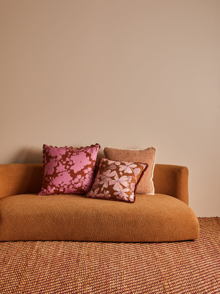 Violet Tan Linen Cushion