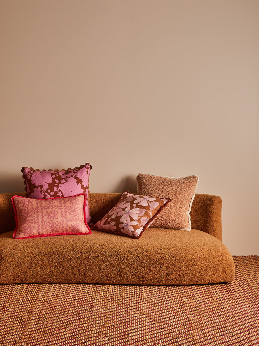 Violet Tan Linen Cushion