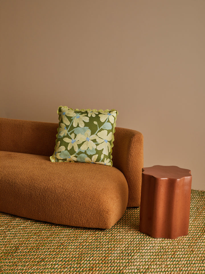 Violet Khaki Linen Cushion