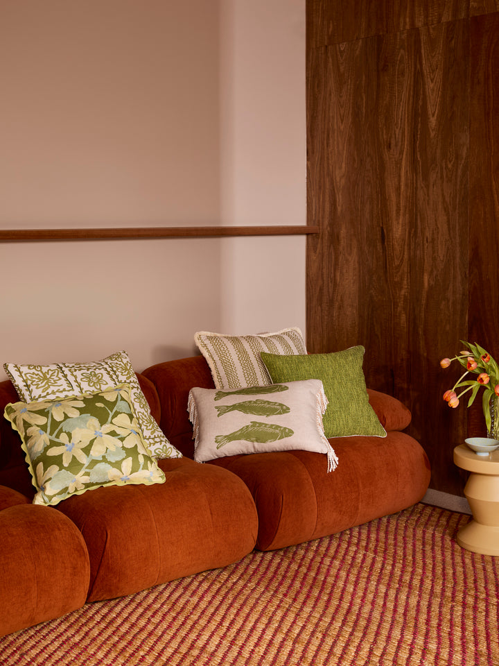 Violet Khaki Linen Cushion