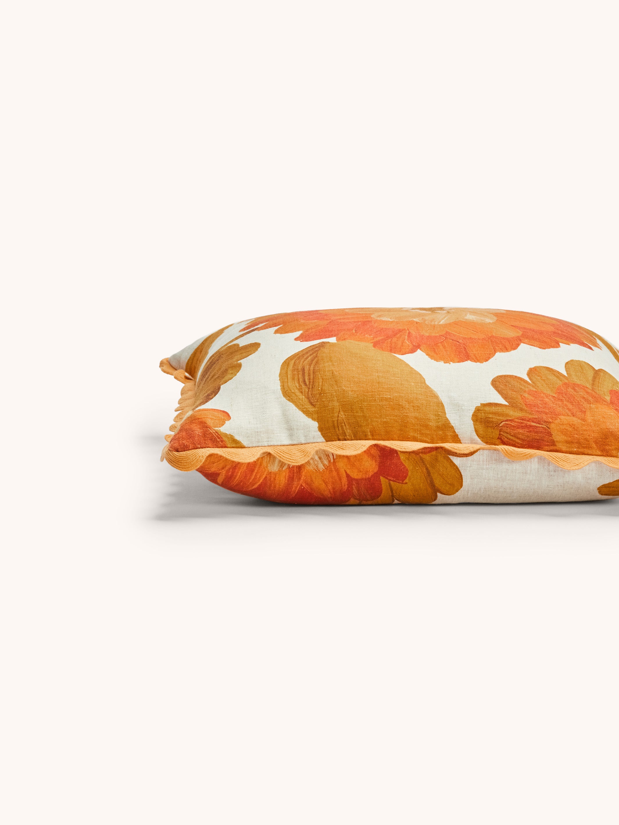 Dahlia Orange Linen Cushion