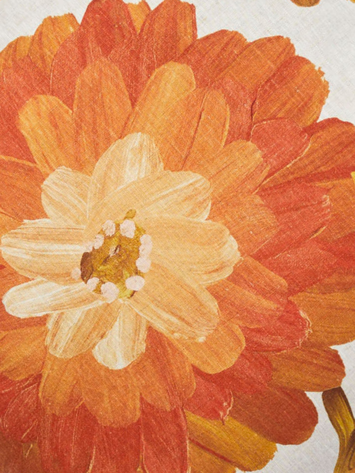Dahlia Orange Linen Cushion
