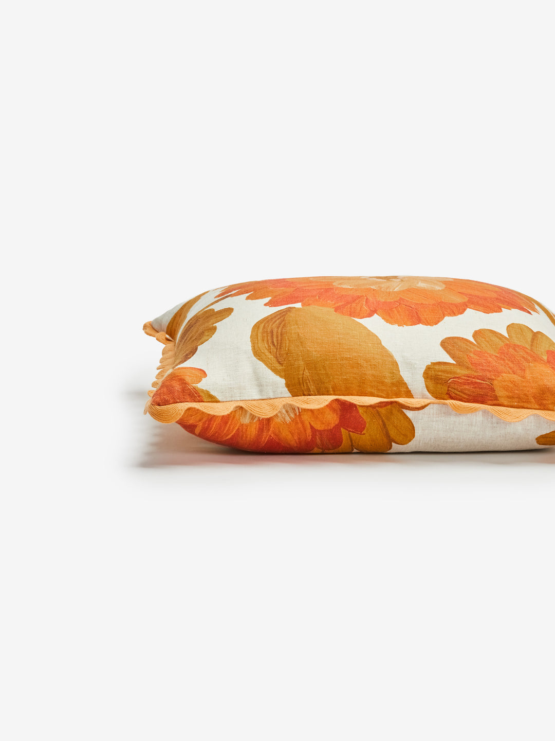 Dahlia Orange Linen Cushion