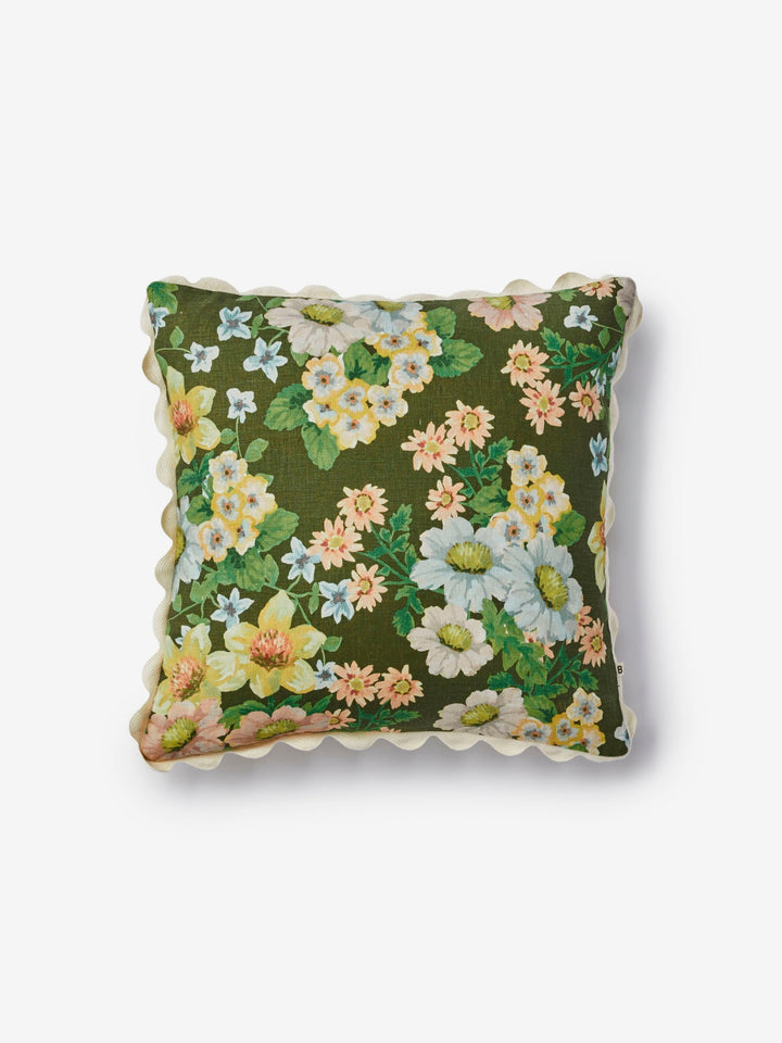 Buttercup Olive Linen Cushion