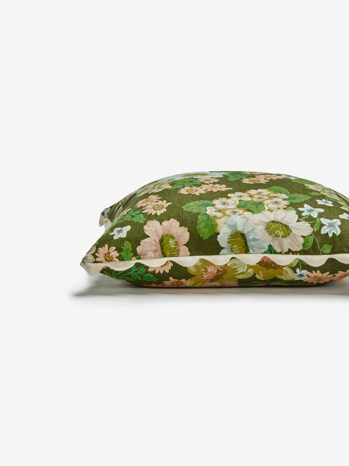 Buttercup Olive Linen Cushion