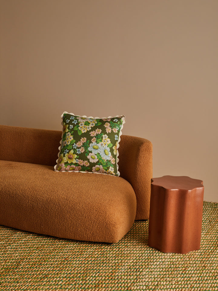 Buttercup Olive Linen Cushion