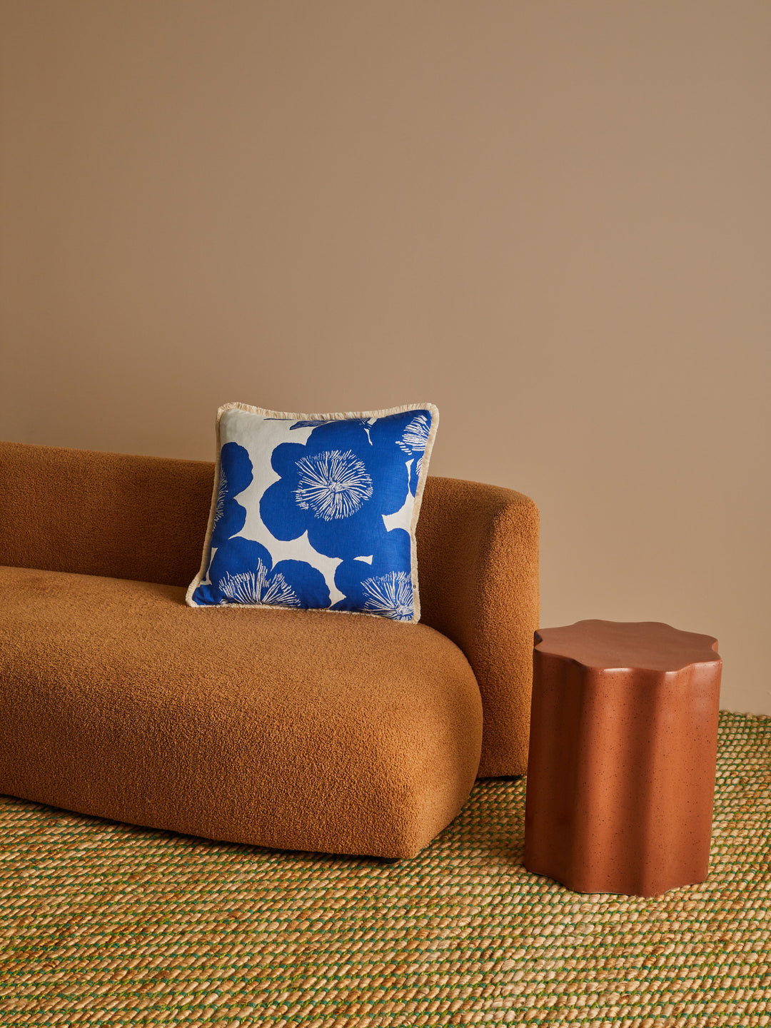 Jardin Blue Linen Cushion