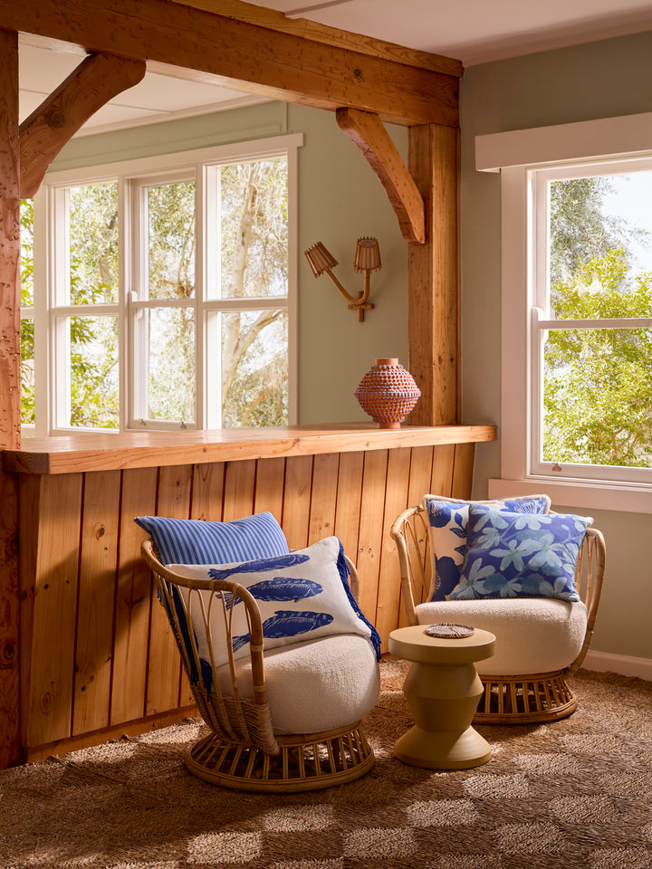 Jardin Blue Linen Cushion