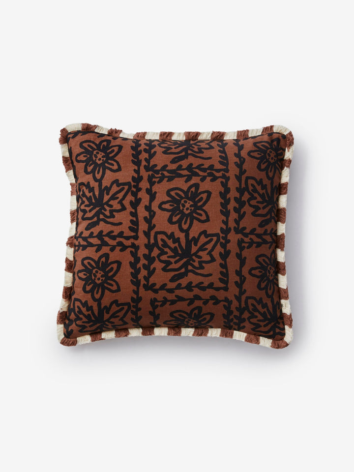Daisy Chocolate Linen Cushion