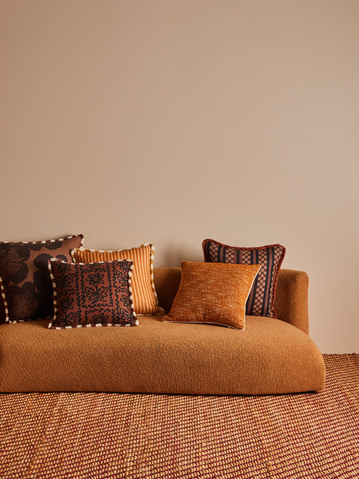 Daisy Chocolate Linen Cushion