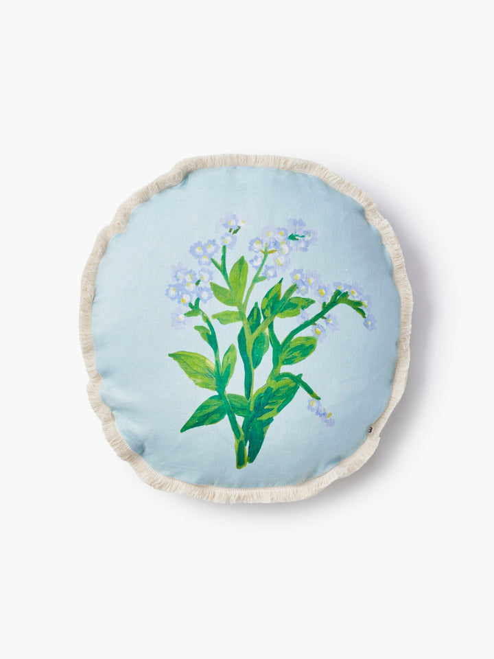 Forget Me Not Blue Linen Cushion