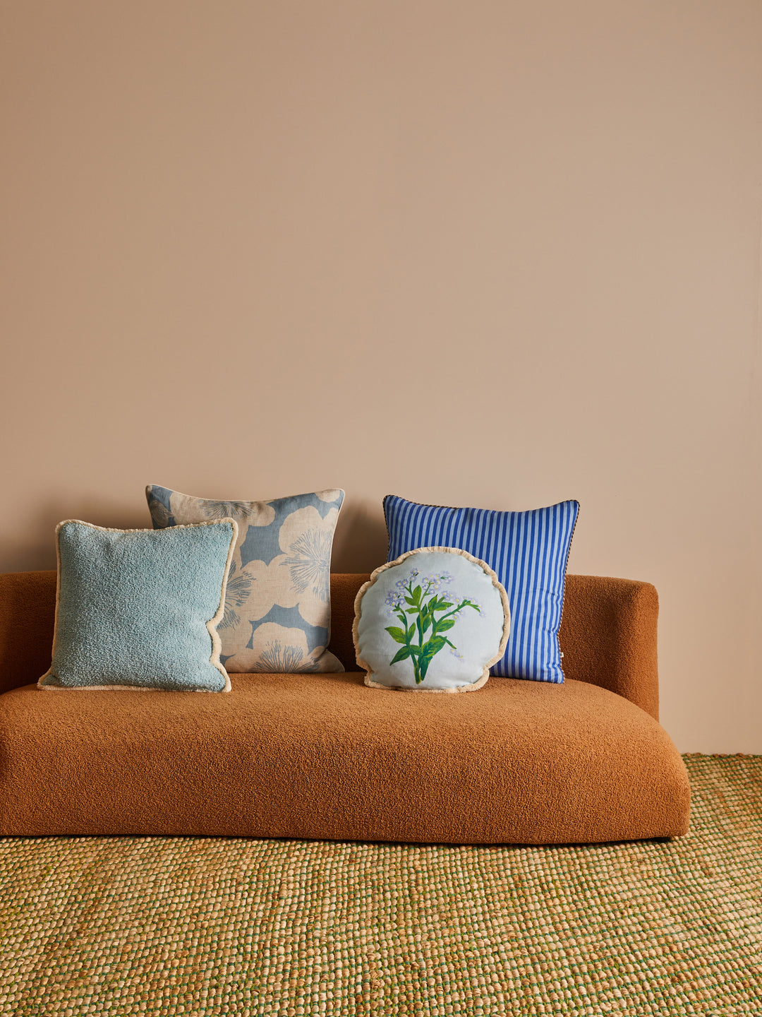 Forget Me Not Blue Linen Cushion