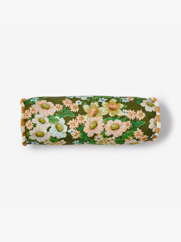 Buttercup Olive Linen Bolster