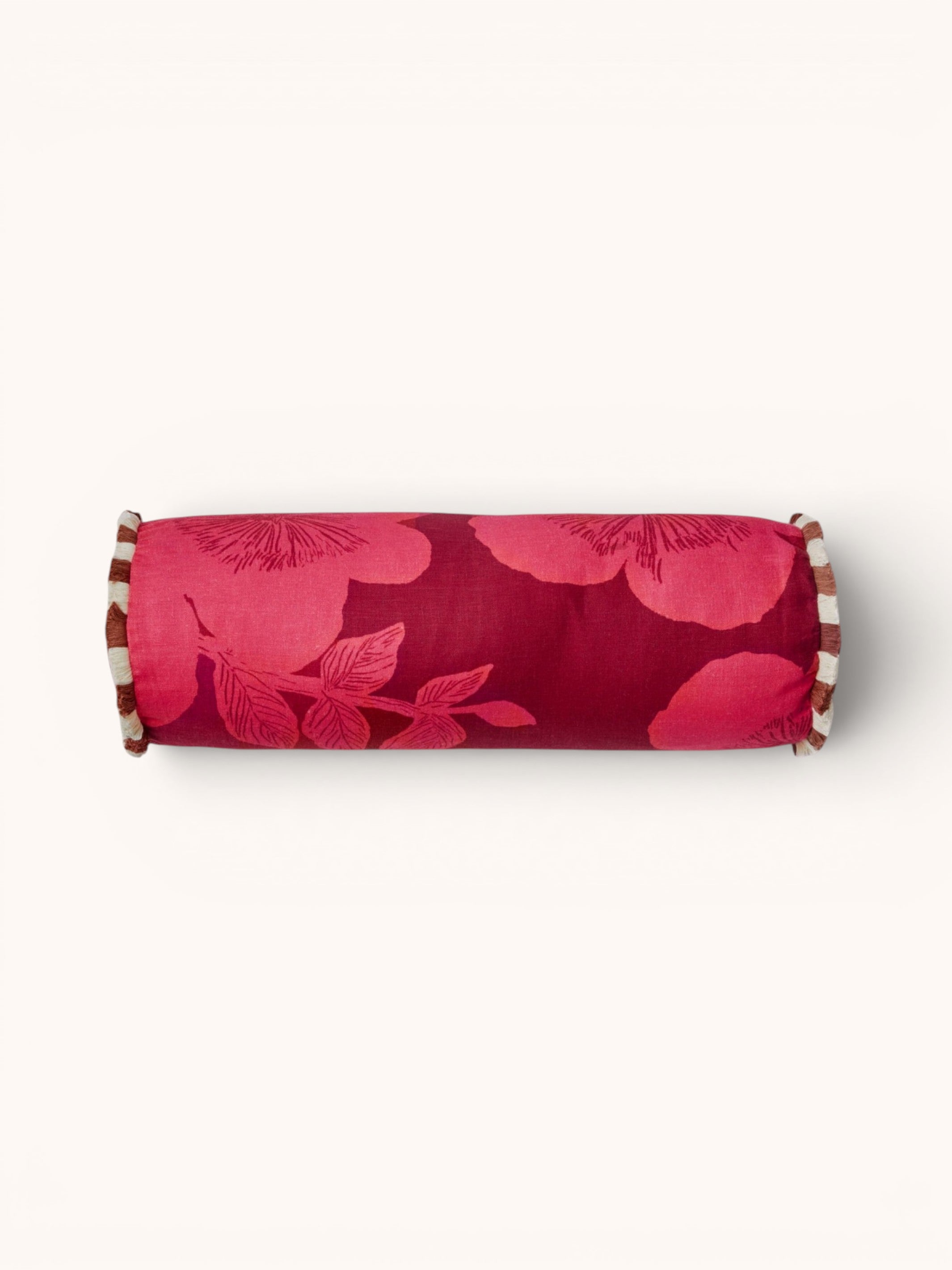 Jardin Cerise Linen Bolster Cushion - Almost Perfect