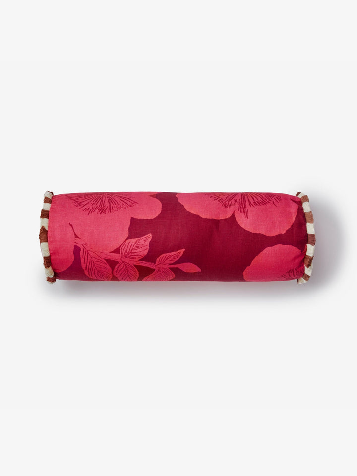 Jardin Cerise Linen Bolster Cushion