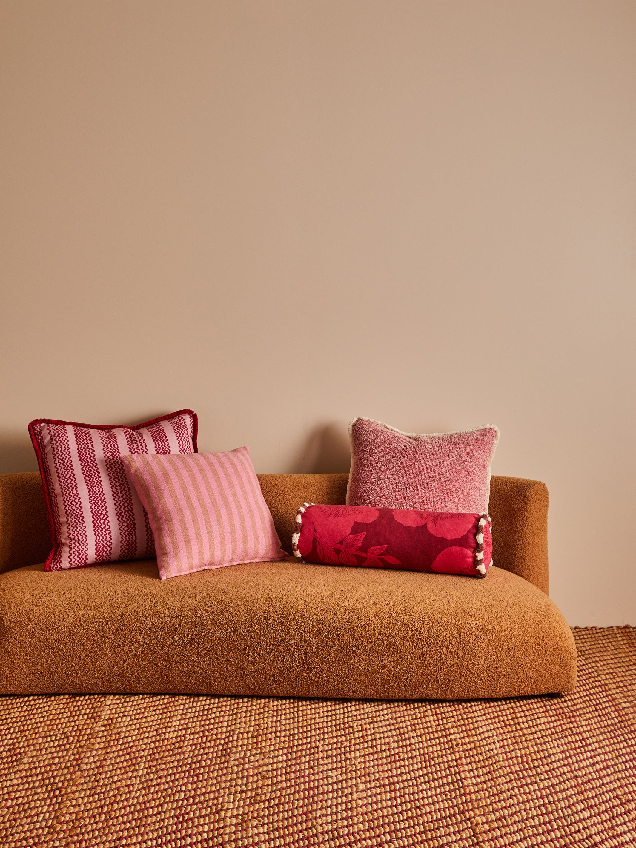 Jardin Cerise Linen Bolster Cushion - Almost Perfect