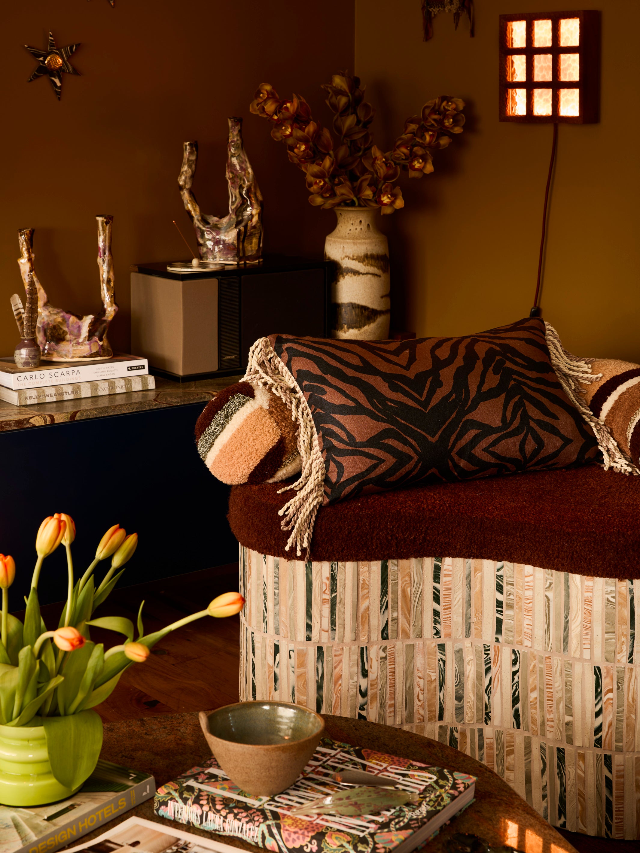 Zebra Chocolate Linen Cushion