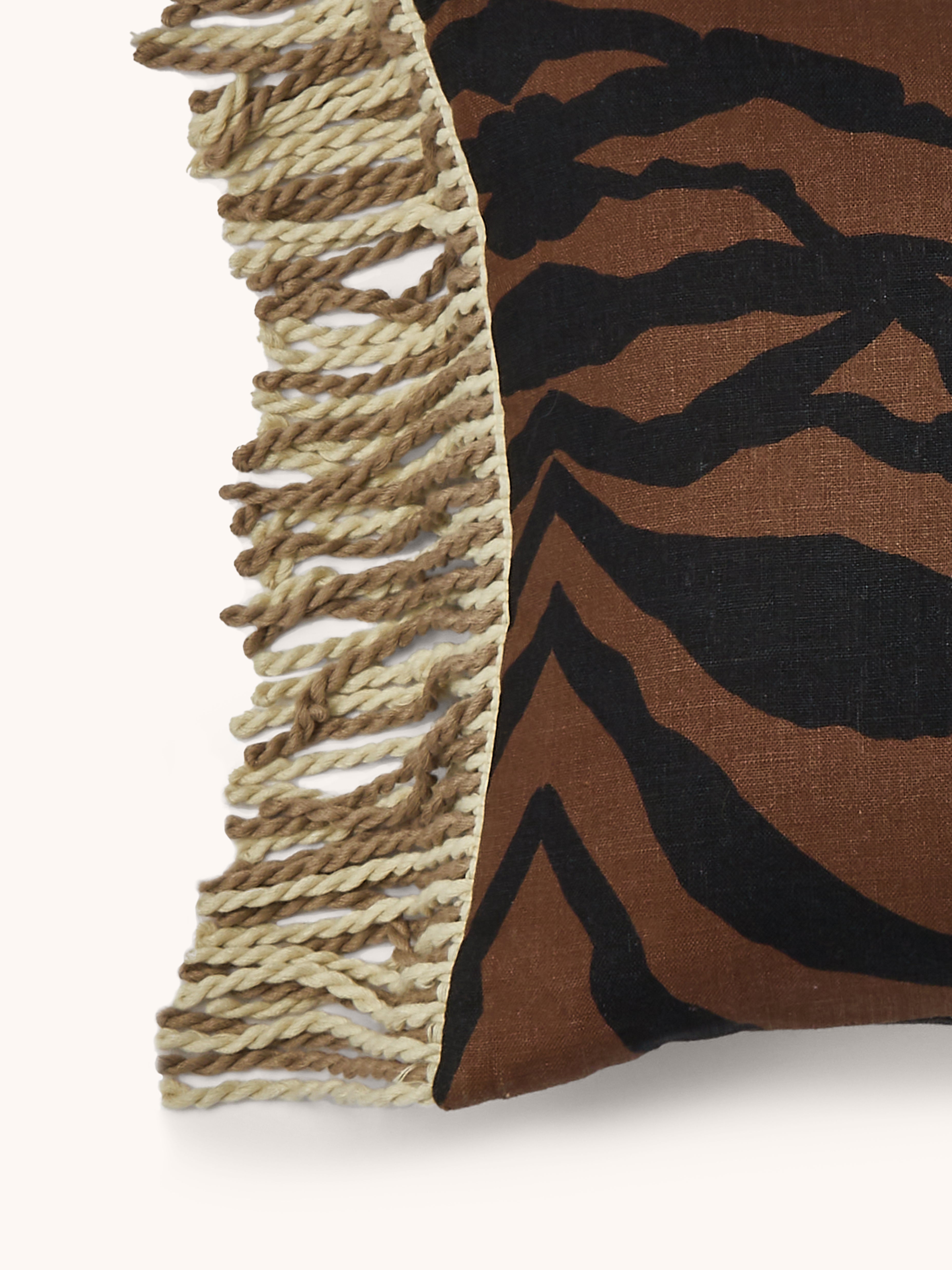 Zebra Chocolate Linen Cushion