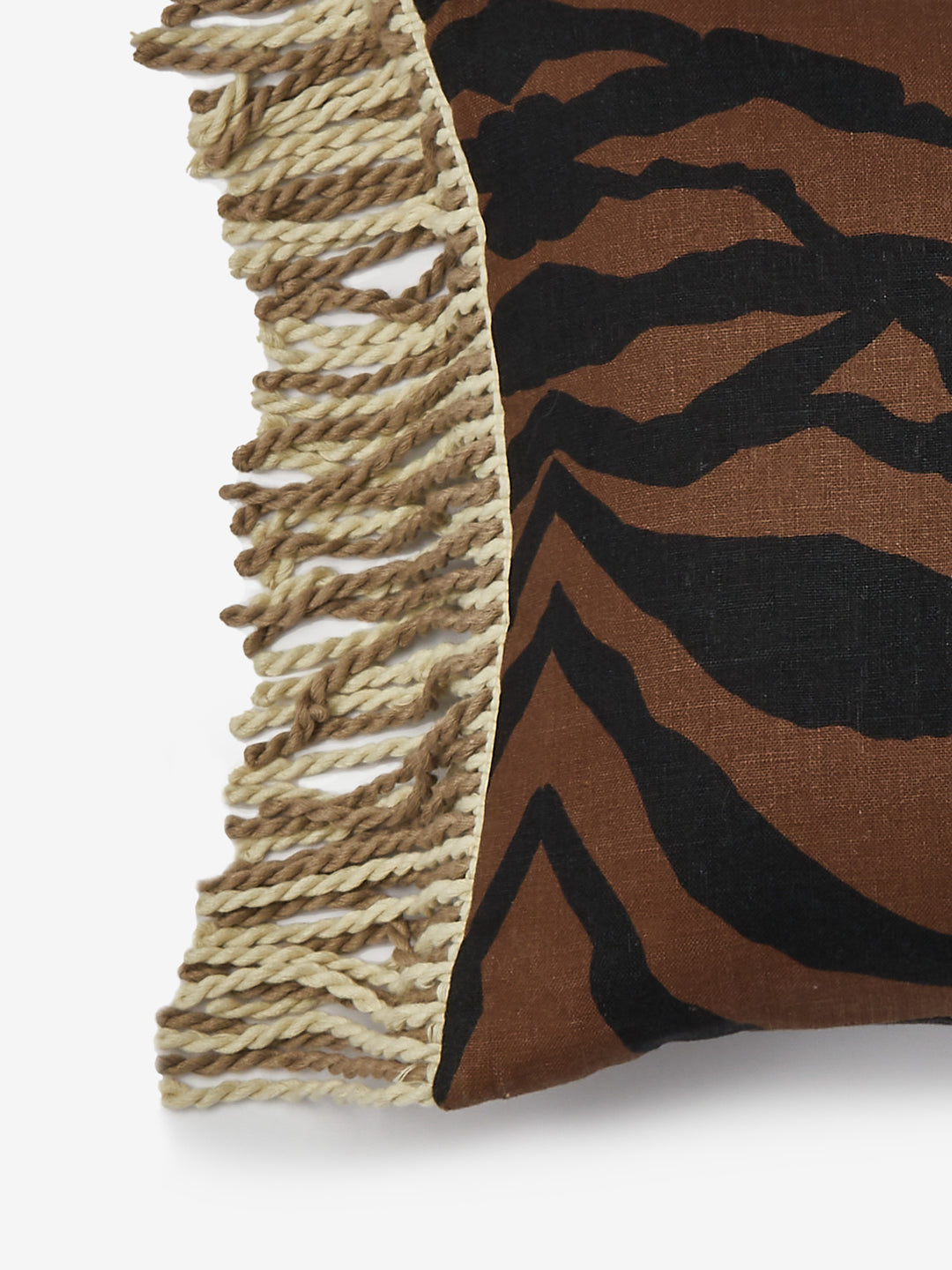 Zebra Chocolate Linen Cushion