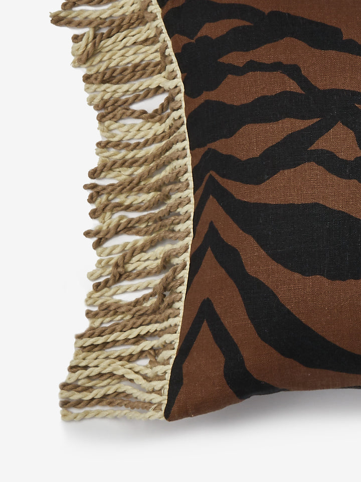 Zebra Chocolate Linen Cushion