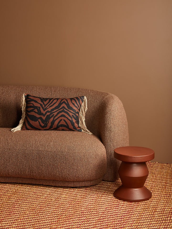 Zebra Chocolate Linen Cushion