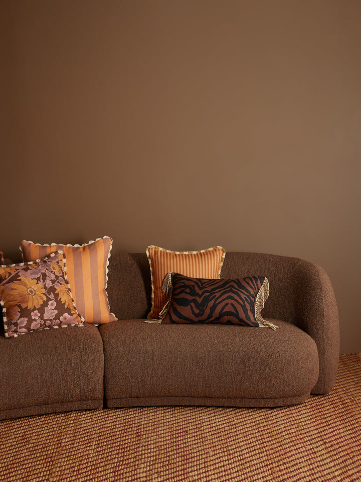Zebra Chocolate Linen Cushion