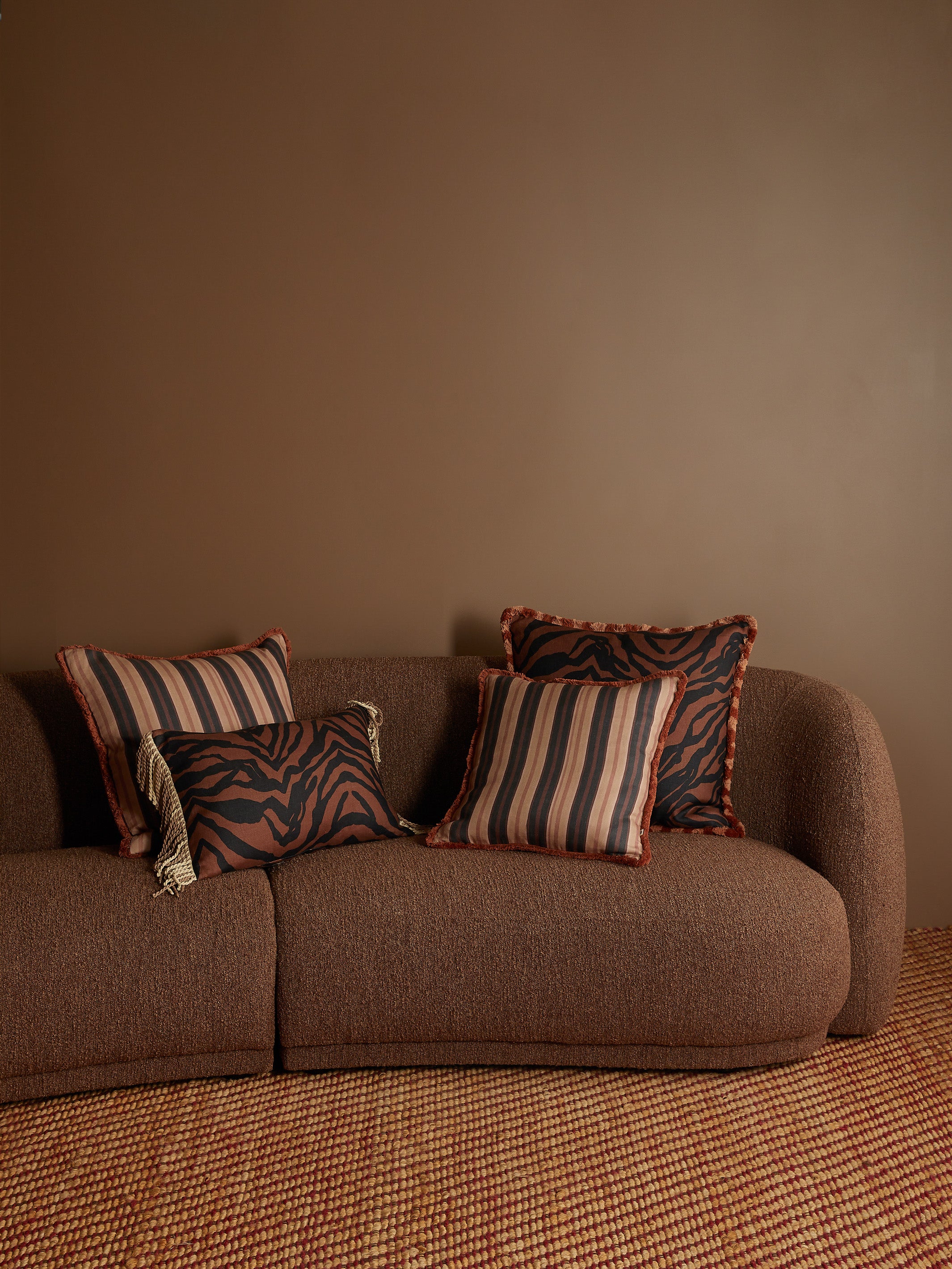Zebra Chocolate Linen Cushion