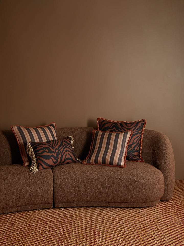 Zebra Chocolate Linen Cushion