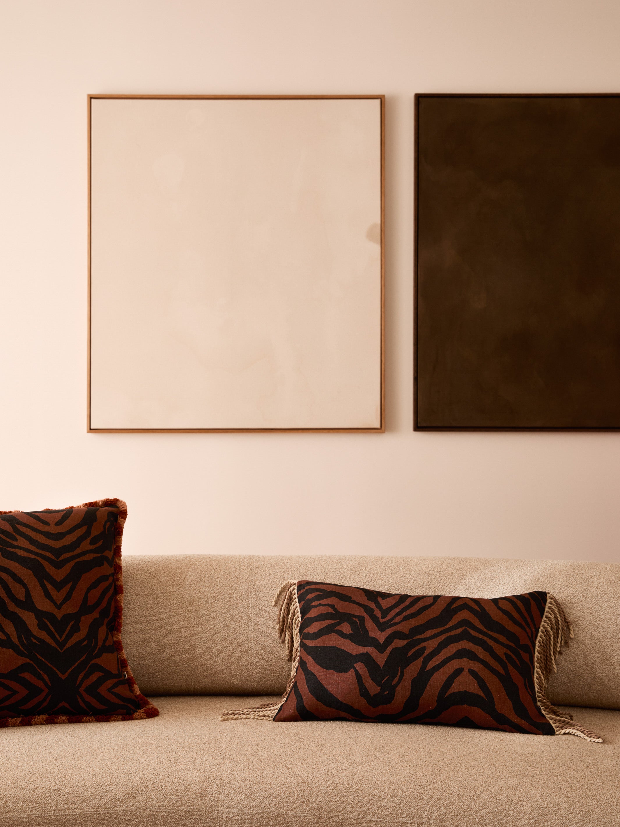 Zebra Chocolate Linen Cushion