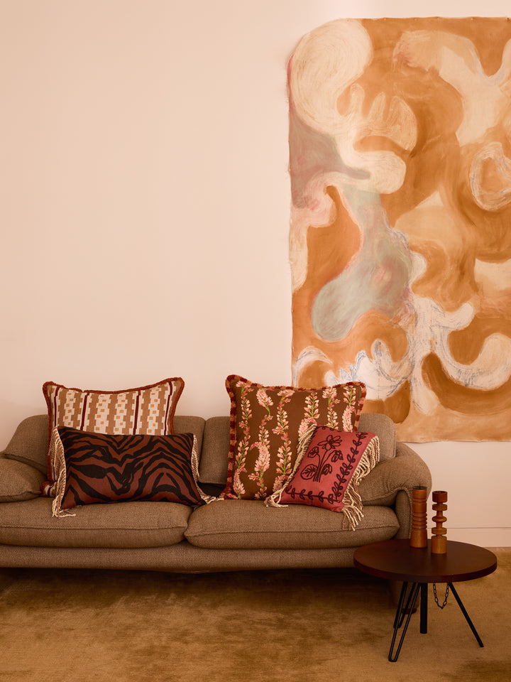 Zebra Chocolate Linen Cushion