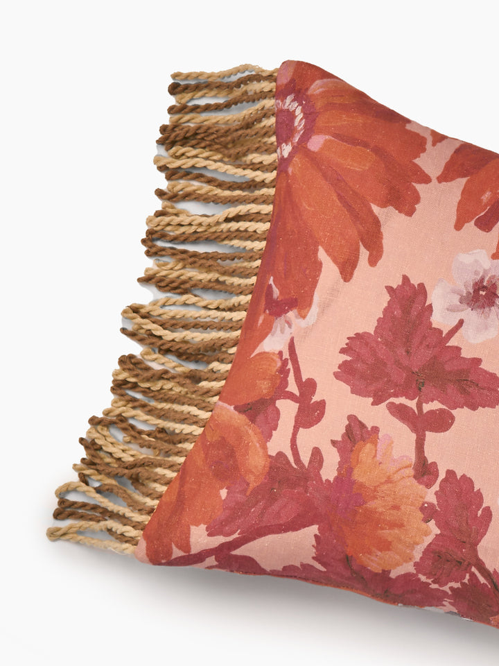 Marigold Rose Linen Cushion