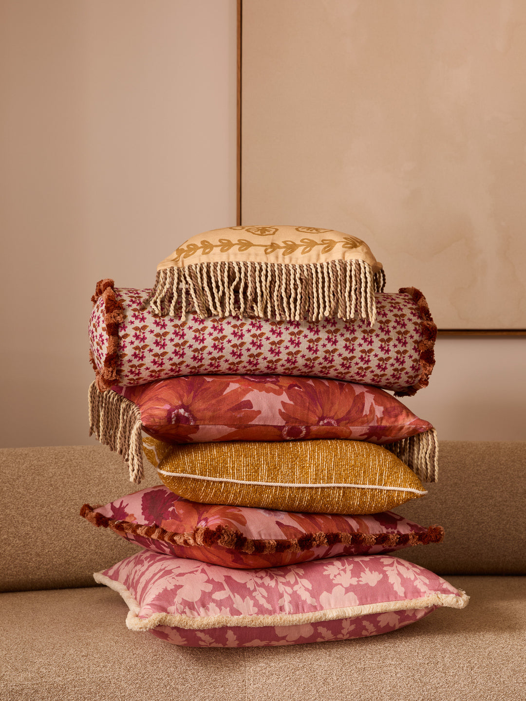 Marigold Rose Linen Cushion