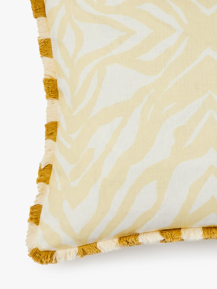 Zebra Vanilla Linen Cushion