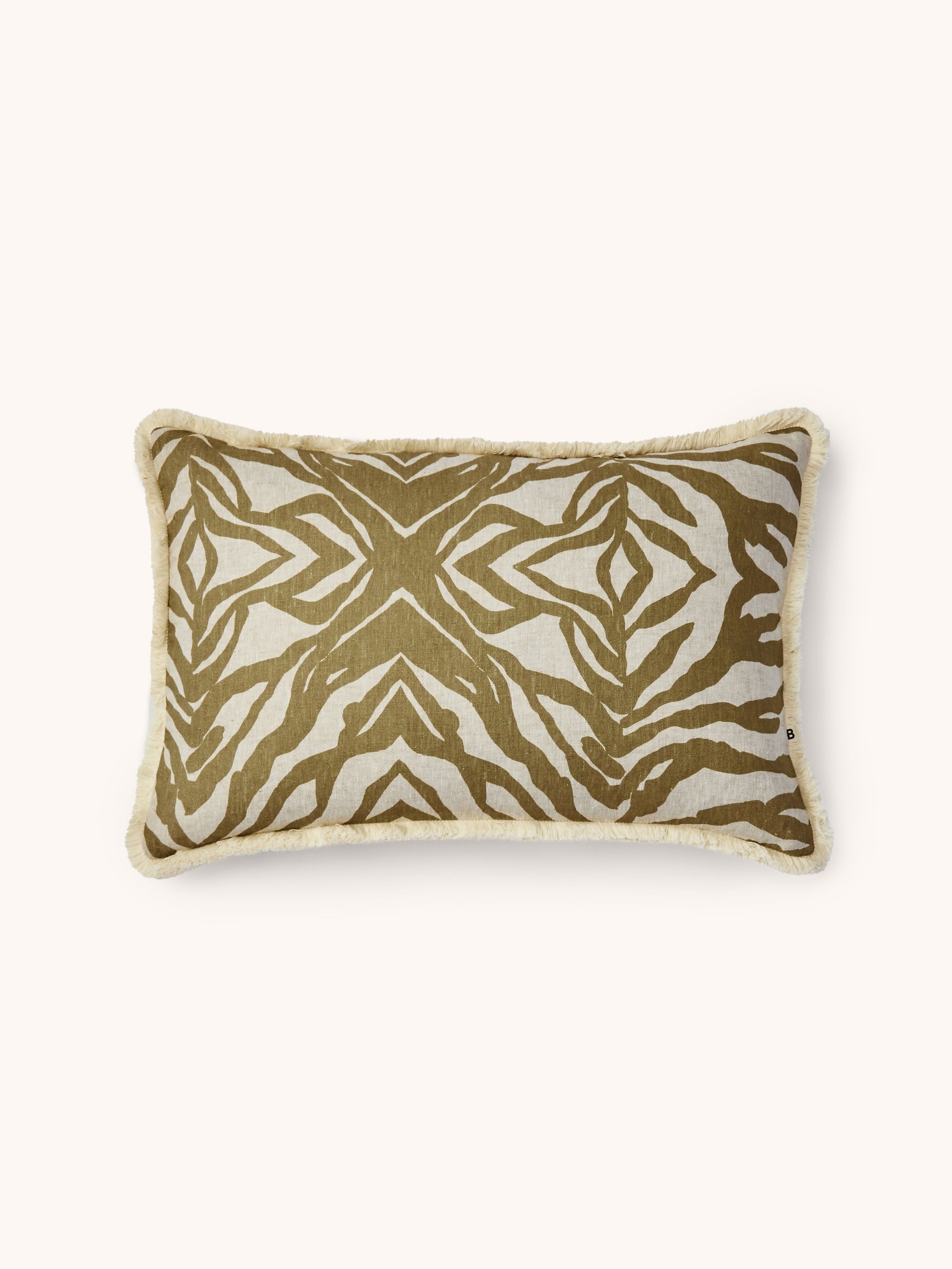 Zebra Olive Linen Cushion
